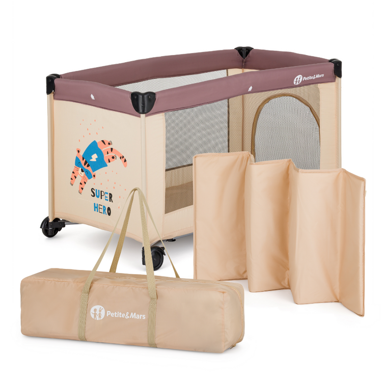 PETITE&MARS Postýlka cestovní Koot - Tiger Super Hero Petite&Mars