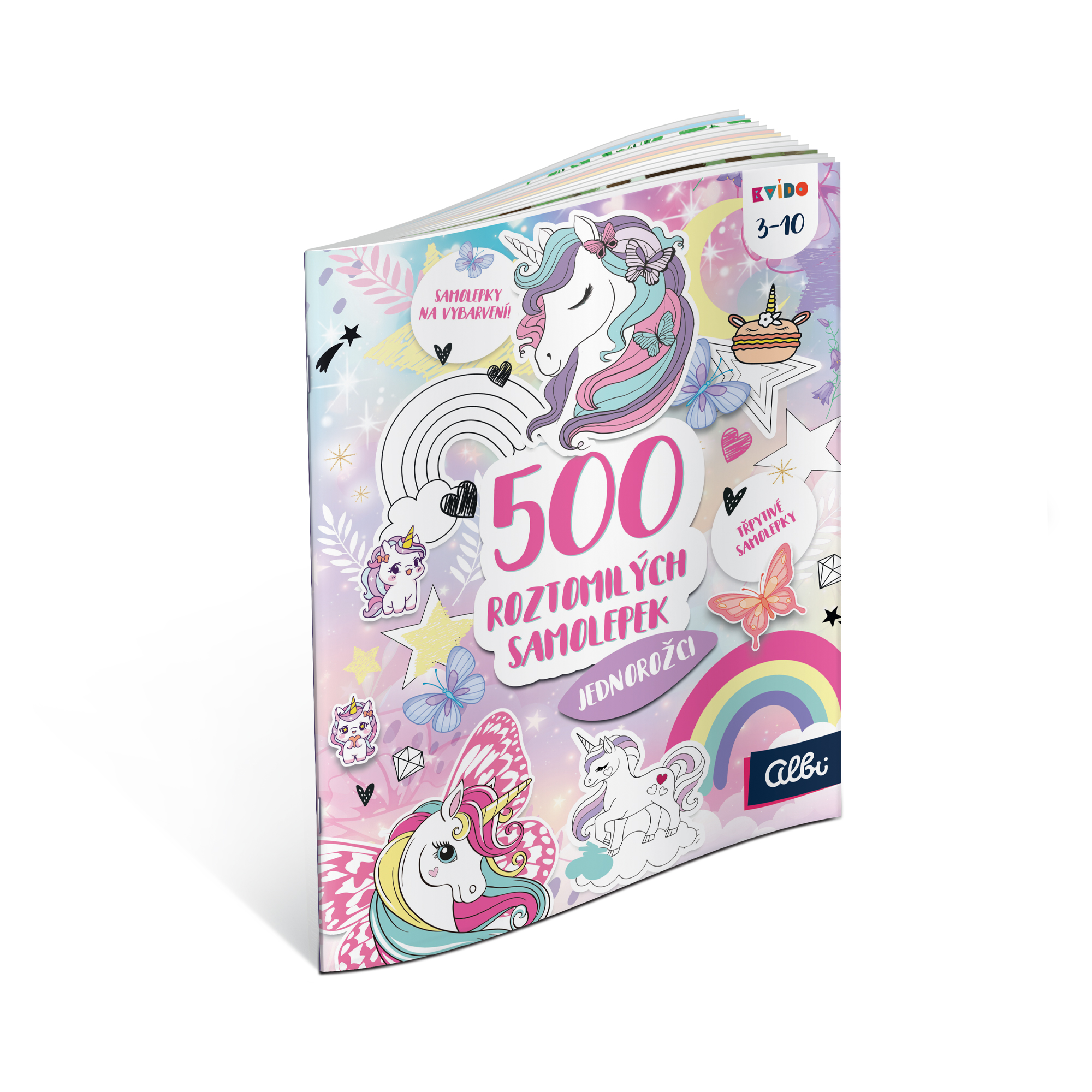 500 roztomilých samolepek: Jednorožci - Kvído Albi Albi