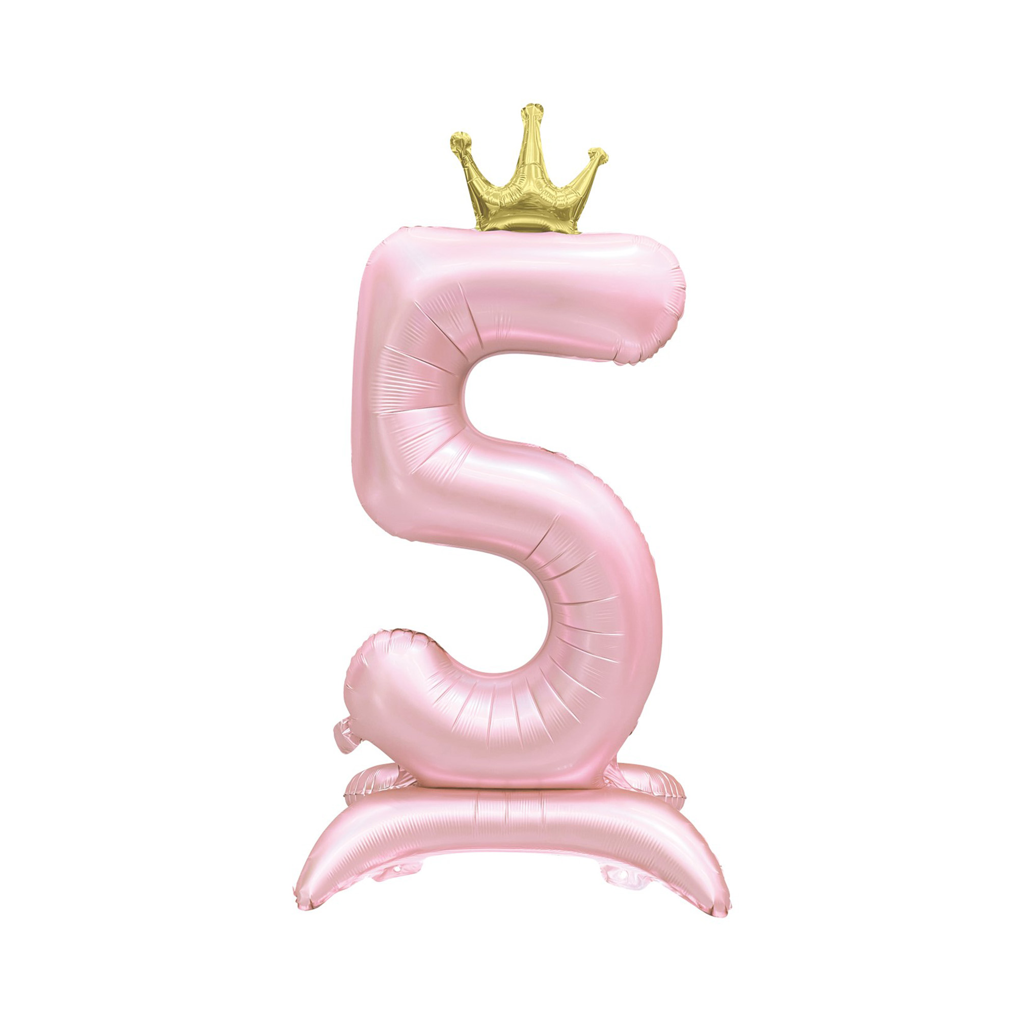 Balónek fóliový Stojící číslo 5 s korunkou světle růžové 82 cm Albi Albi