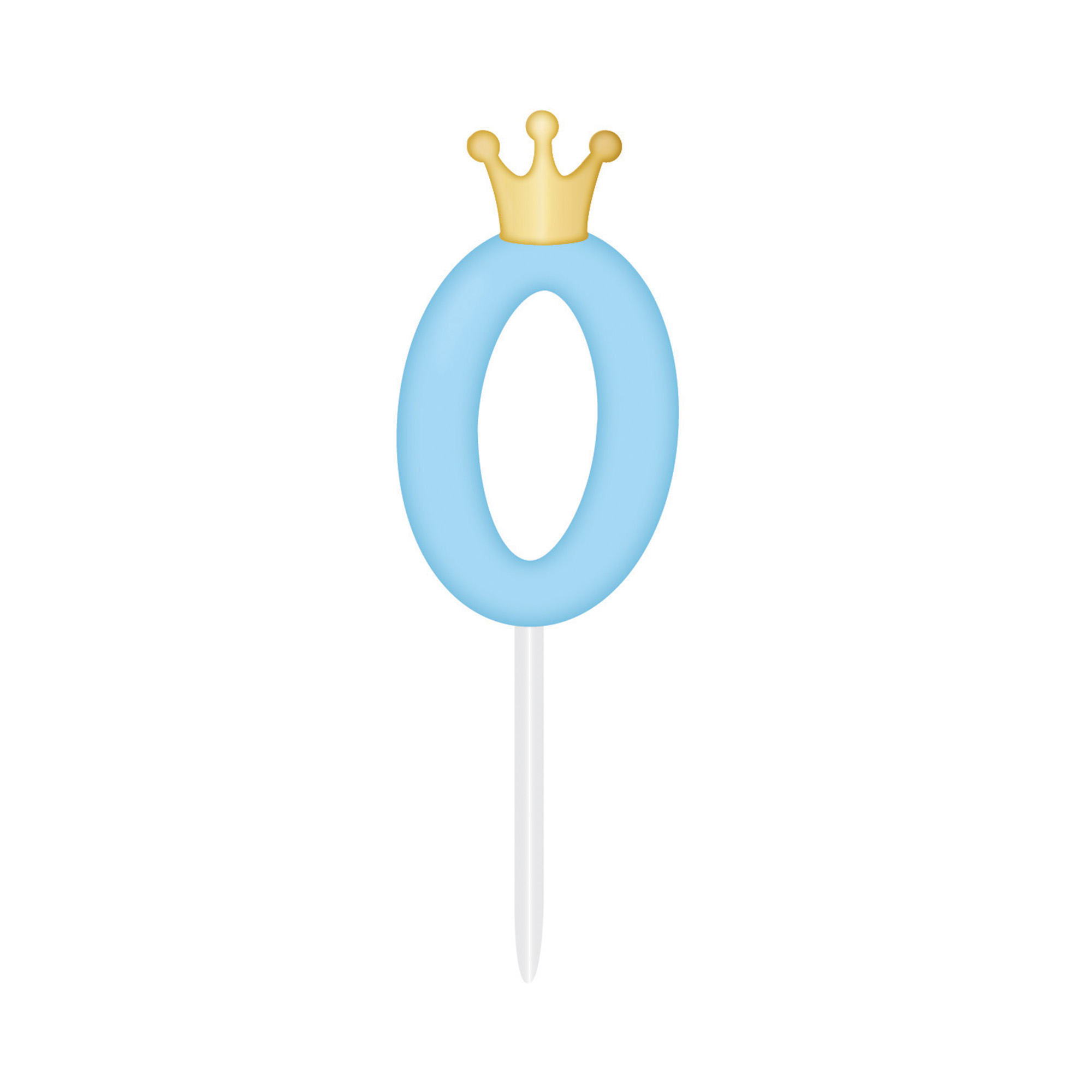 Svíčka dortová světle modrá s korunkou číslo 0 Albi Albi