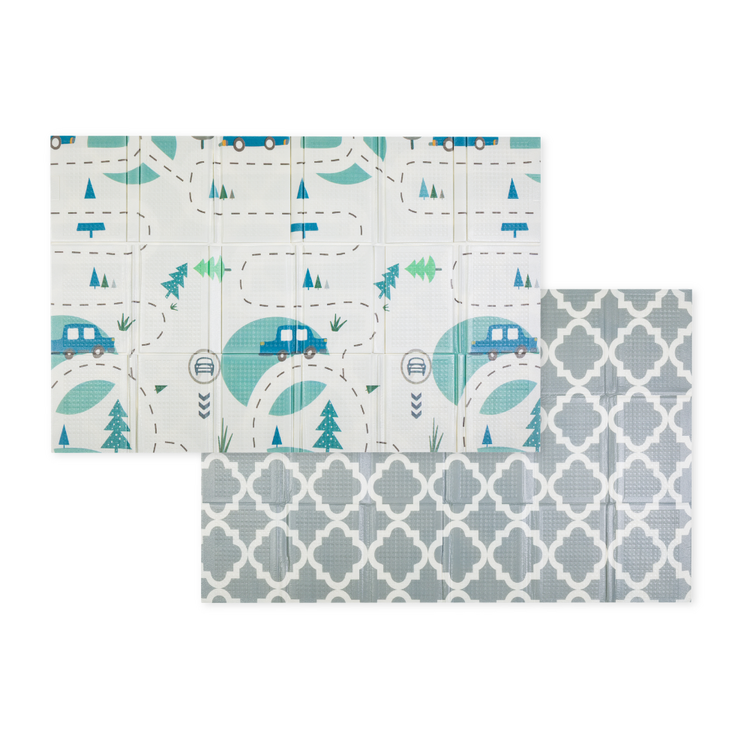 PETITE&MARS Podložka na hraní skládací Campy L 130x200cm Cars&Arabesca Petite&Mars