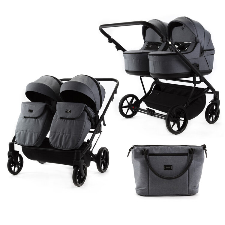 ADAMEX Kočárek dvojčatový Leo Graphite Adamex