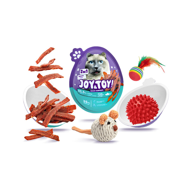 JOY&TOY! Vajíčko pro kočky s překvapením Tuna Chips - tuňákové masíčko JOY&TOY!