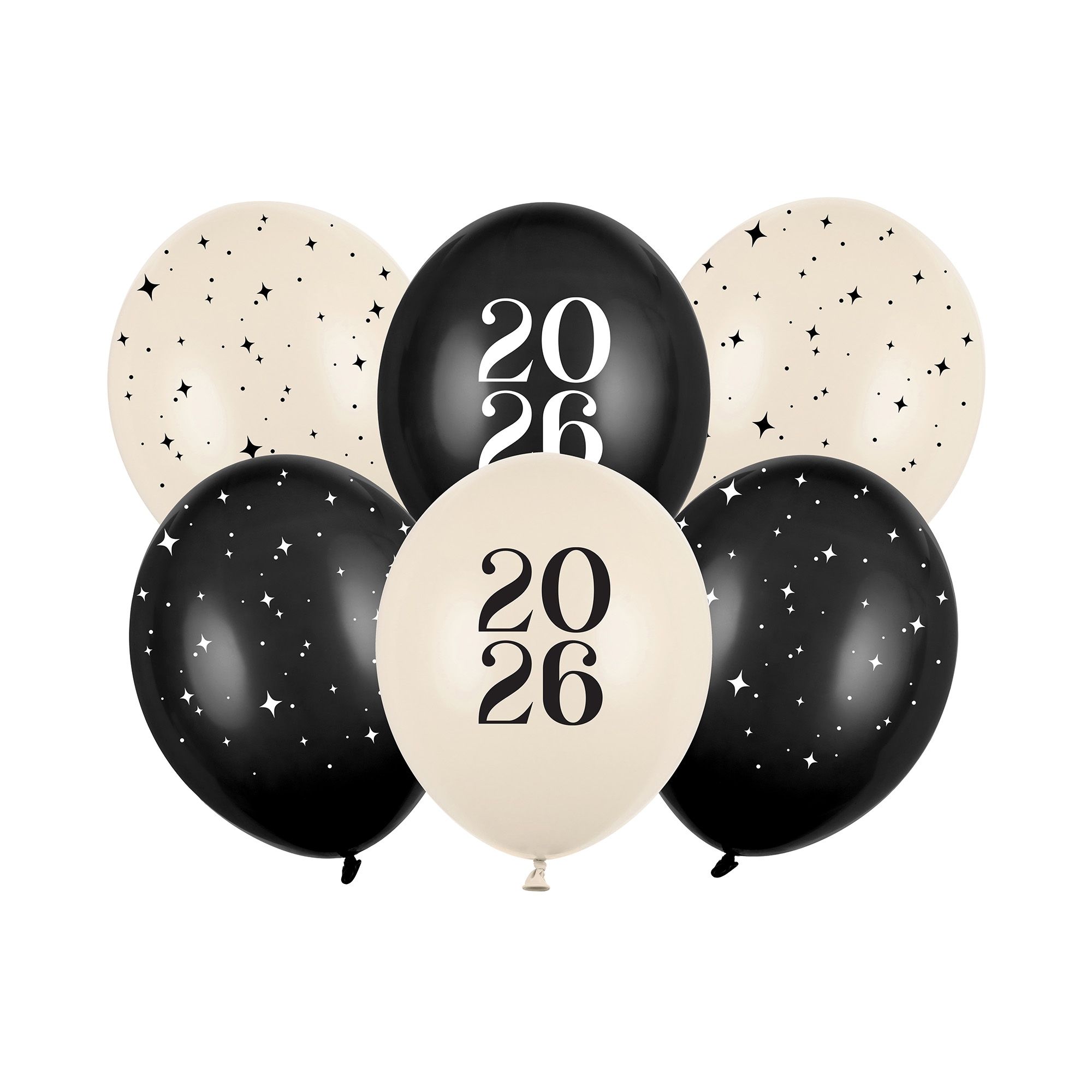 Balónky latexové Happy New Year 2026 krémovo-černé 6 ks Albi Albi