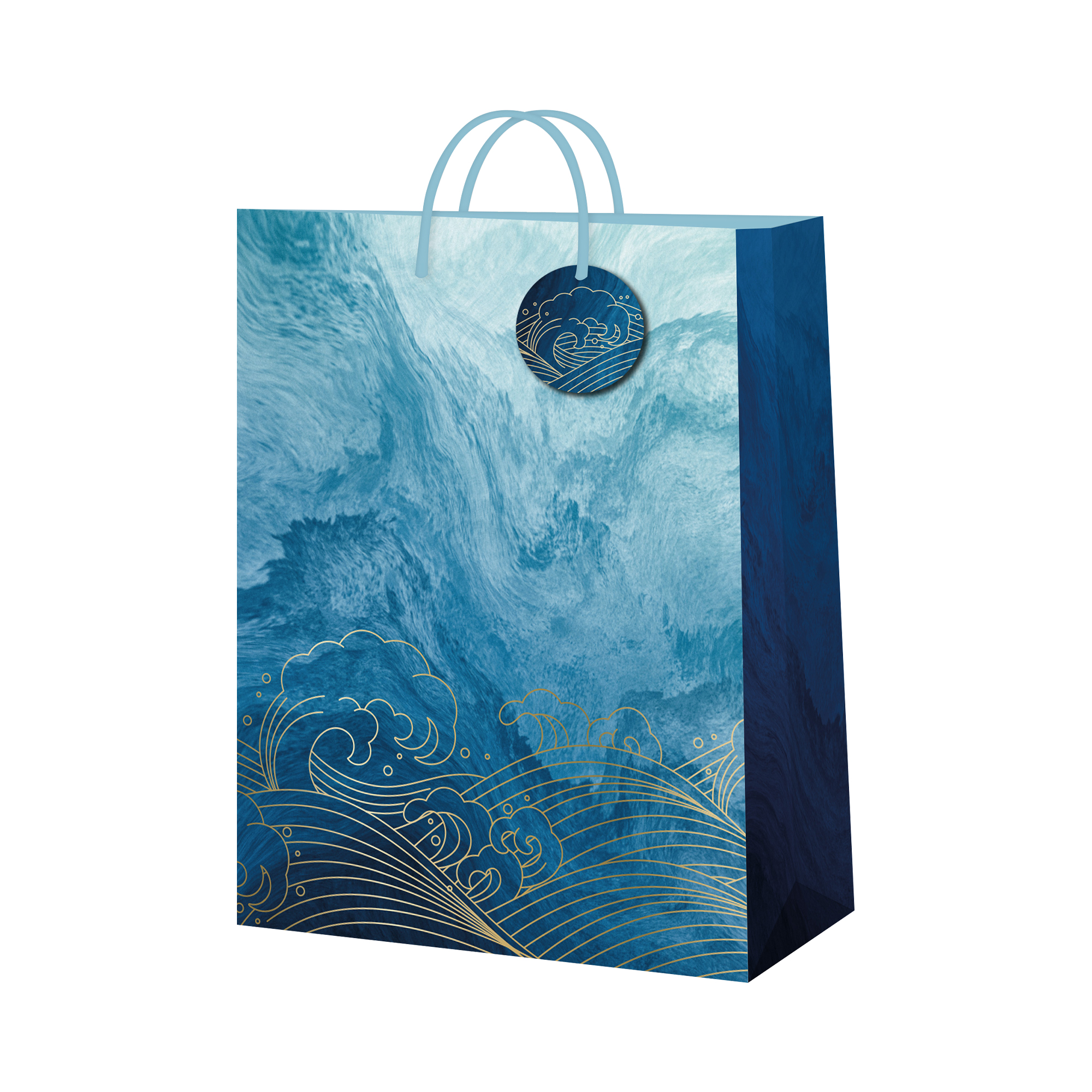 Dárková taška velká - Mořská vlna s ražbou (26 × 12
