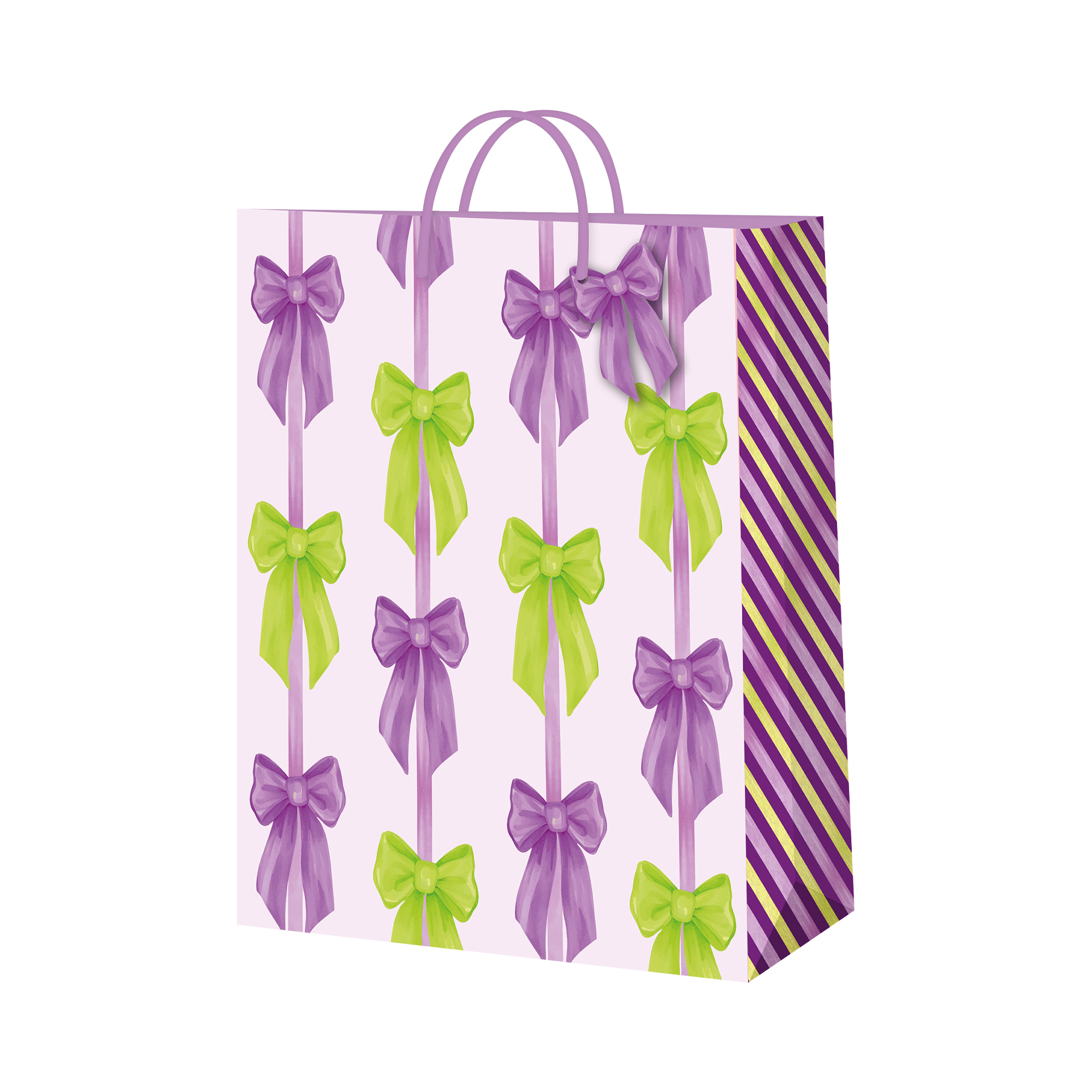 Dárková taška velká - Fialová s mašlemi (26 × 12