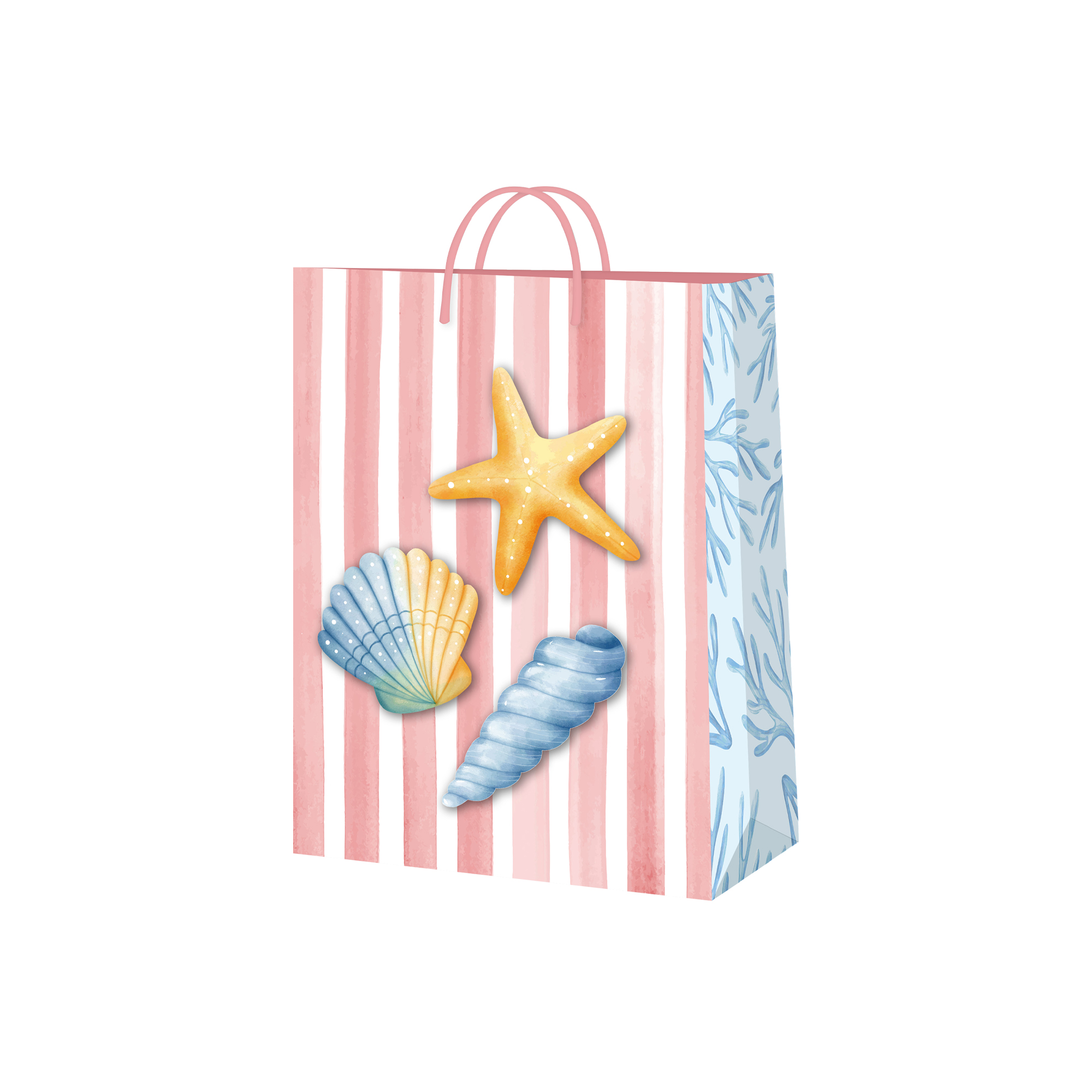 Dárková taška malá - Mořská s růžovými pruhy (17