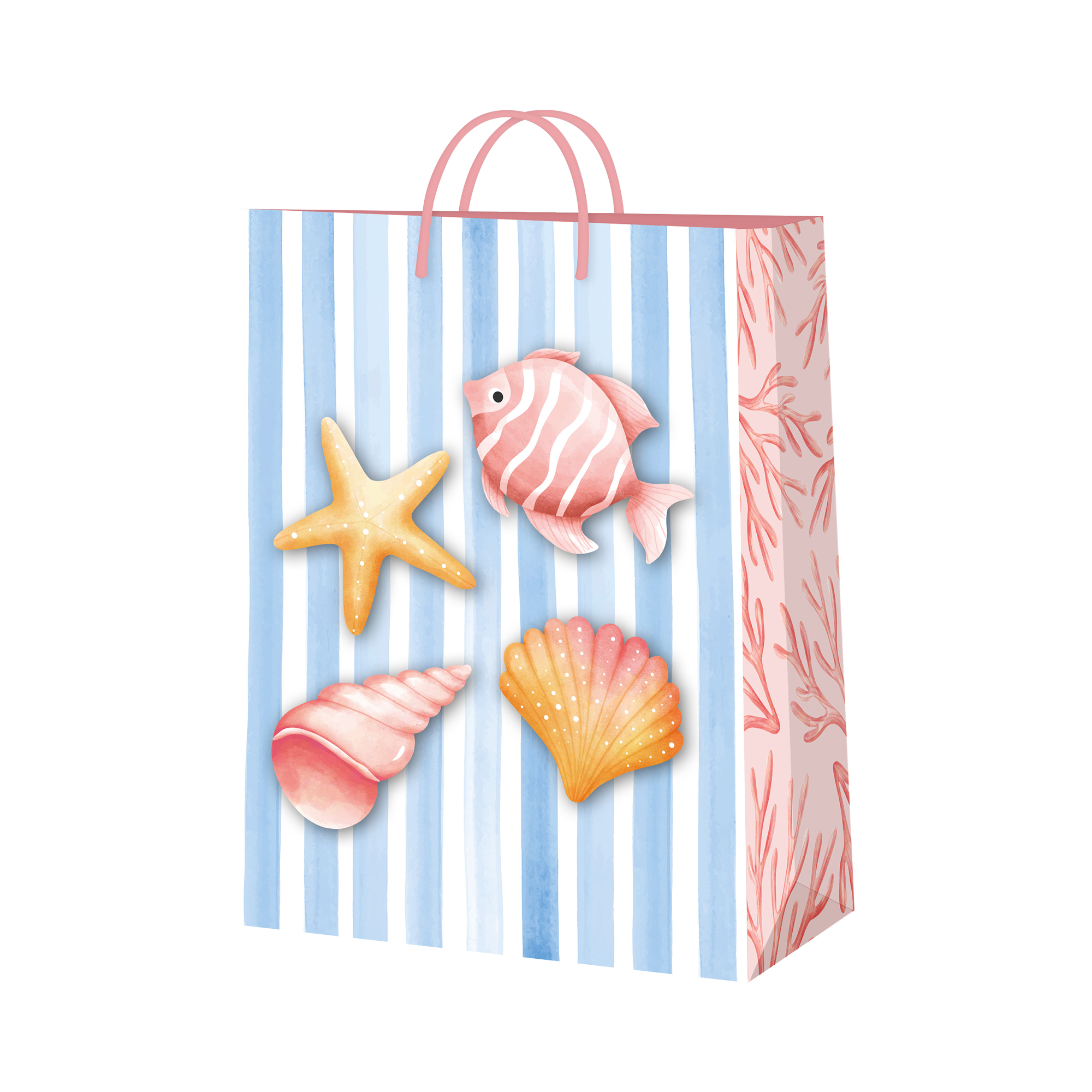 Dárková taška velká - Mořská s modrými pruhy (26 × 12