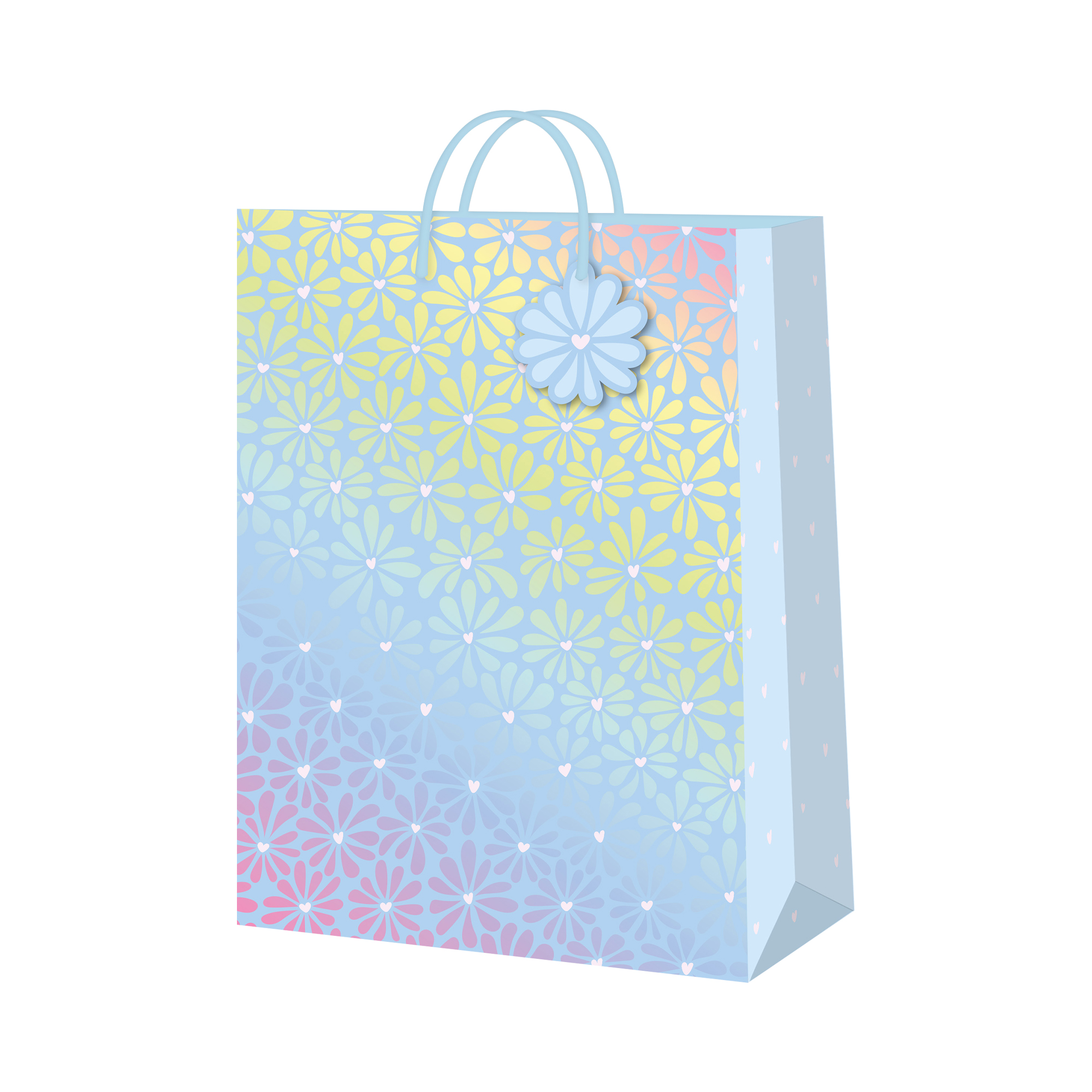Dárková taška velká - Modré kopretiny s ražbou (26 × 12