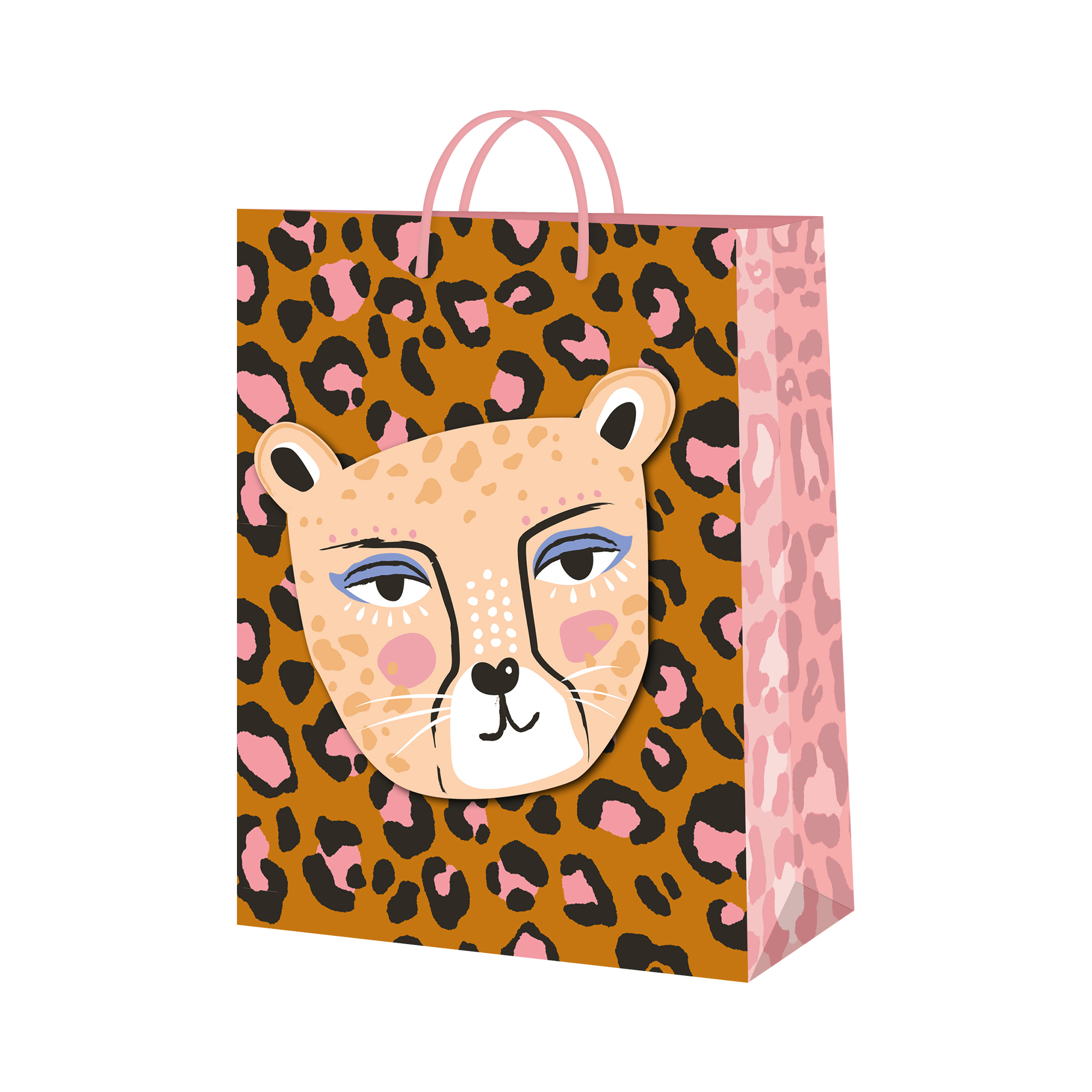 Dárková taška velká - Hnědá leopardí s leopardicí (26 × 12