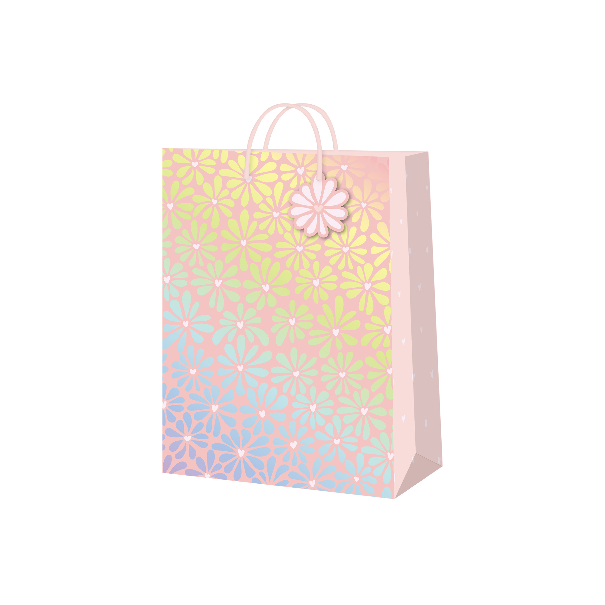 Dárková taška malá - Růžové kopretiny s ražbou (17