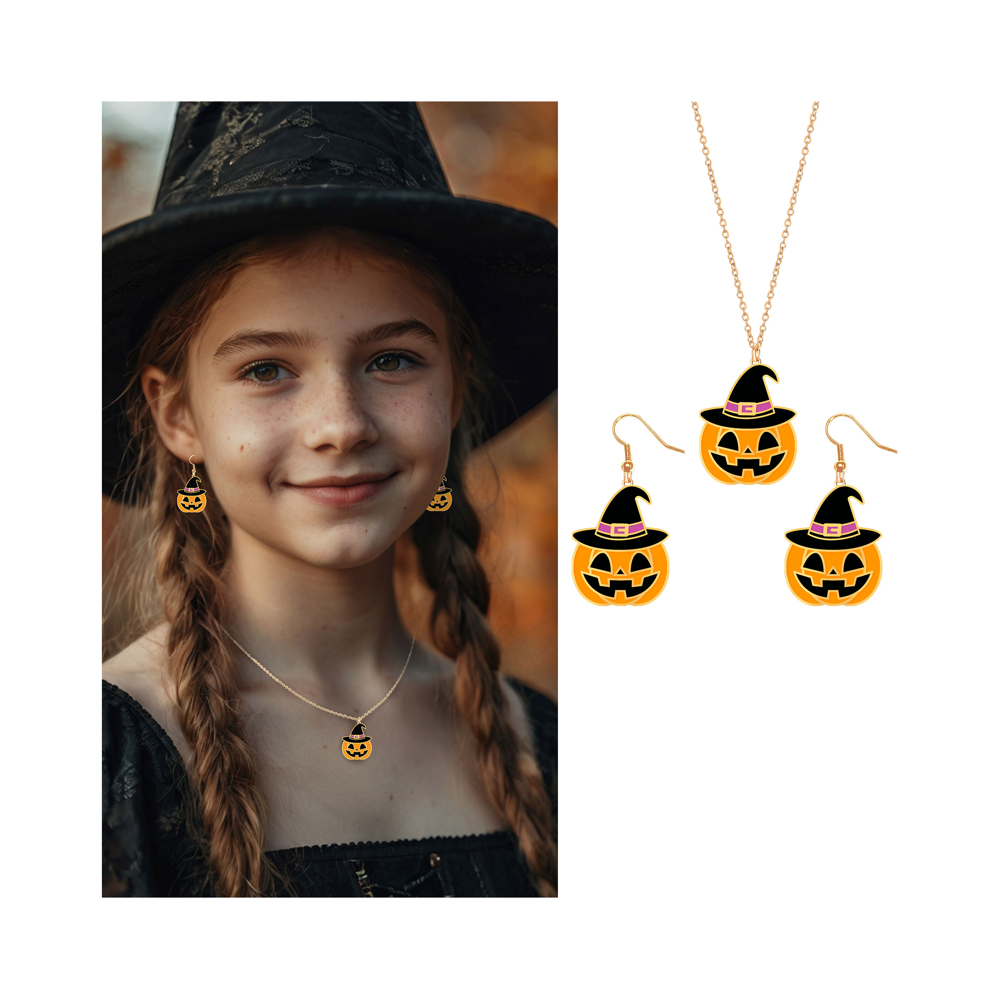 Naušnice a náhrdelník Halloween Dýně Albi Albi