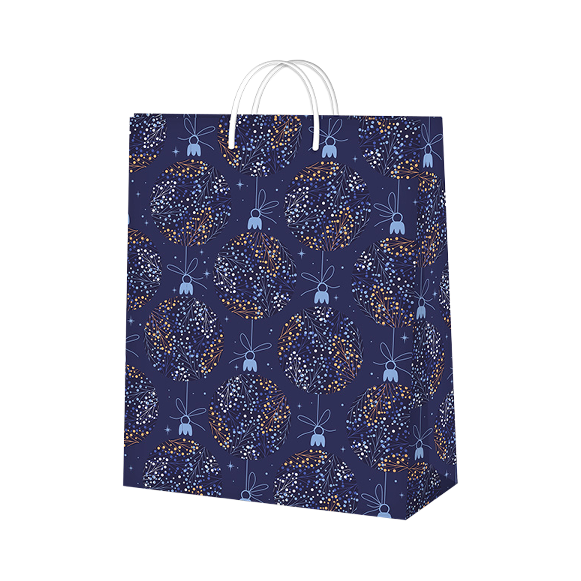 Dárková taška velká - Modré vánoční ozdoby (26 × 12