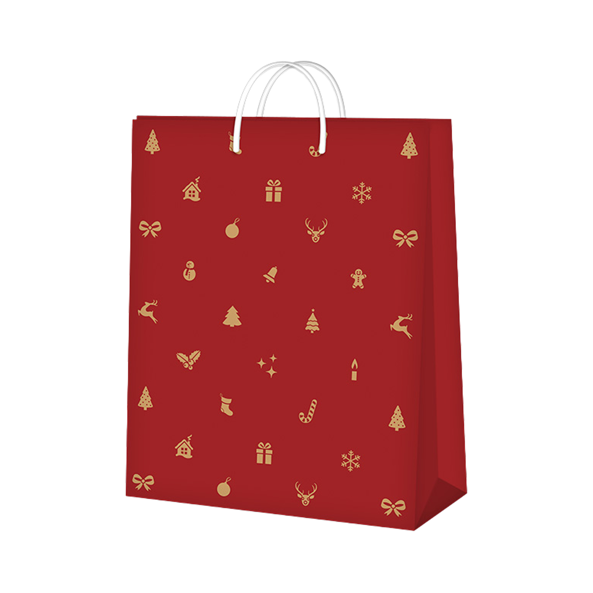 Dárková taška velká - Červená vánoční s ražbou (26 × 12