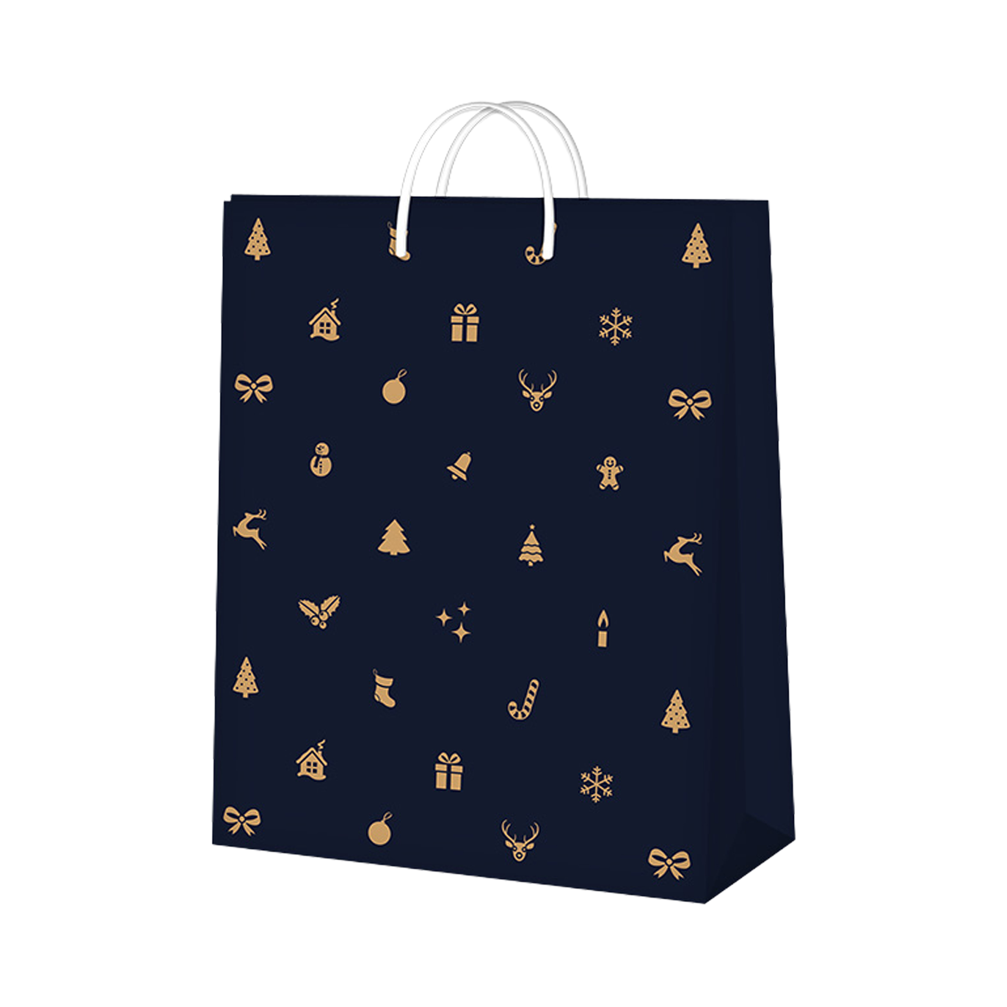 Dárková taška velká - Modrá vánoční s ražbou (26 × 12