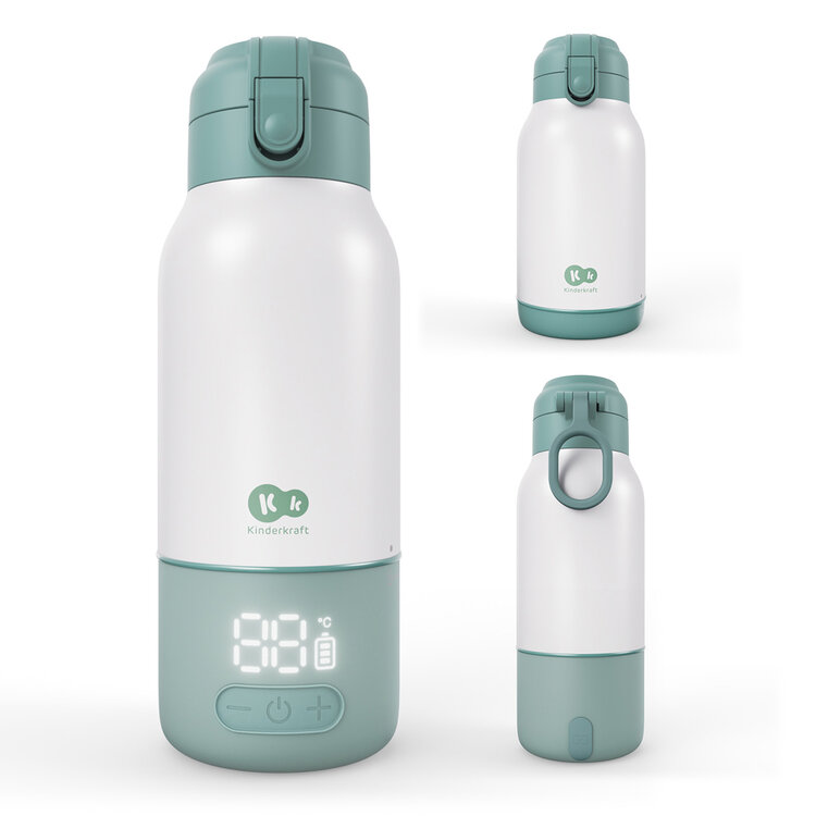 KINDERKRAFT Cestovní ohřívač mléka a termoska 2v1 Gaja Green Kinderkraft