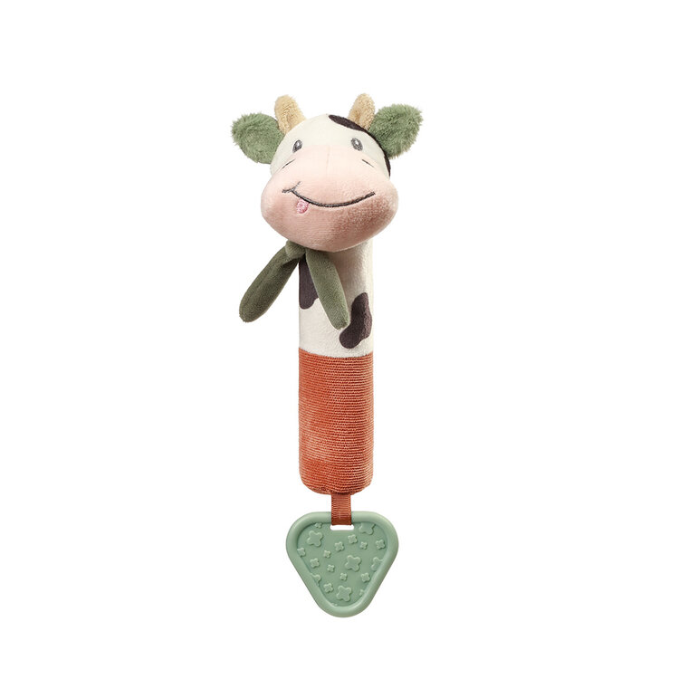 BABYONO Hračka pískací s kousátkem Cow Bingo 6m+ BabyOno