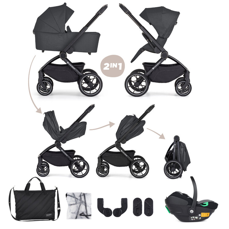 PETITE&MARS Kočárek kombinovaný SCOUT 3v1 Anthracite Moon s Core Pro i-Size Petite&Mars