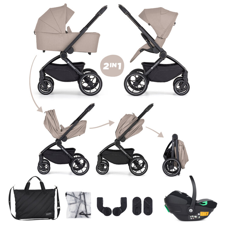 PETITE&MARS Kočárek kombinovaný SCOUT 3v1 Cappuccino Cream s Core Pro i-Size Petite&Mars