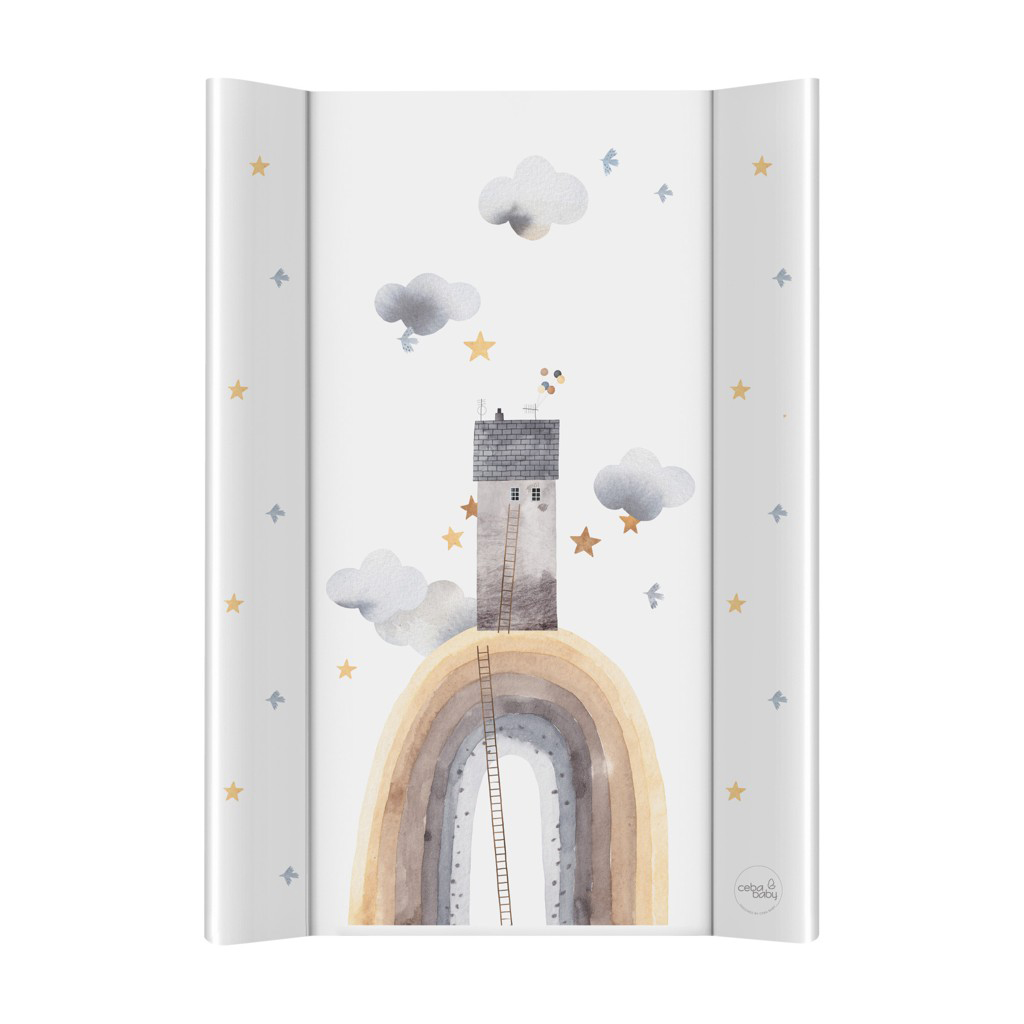CEBA BABY Podložka přebalovací 2-hranná s pevnou deskou (50x70) Basic Rainbow Home Ceba
