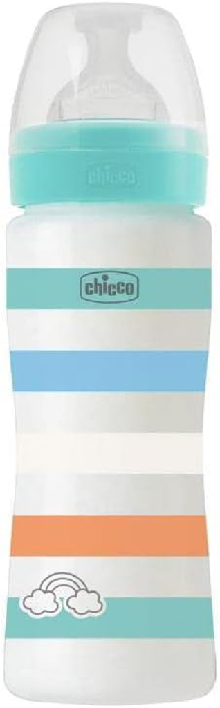CHICCO Láhev kojenecká Well-being silikon 330 ml kluk Chicco