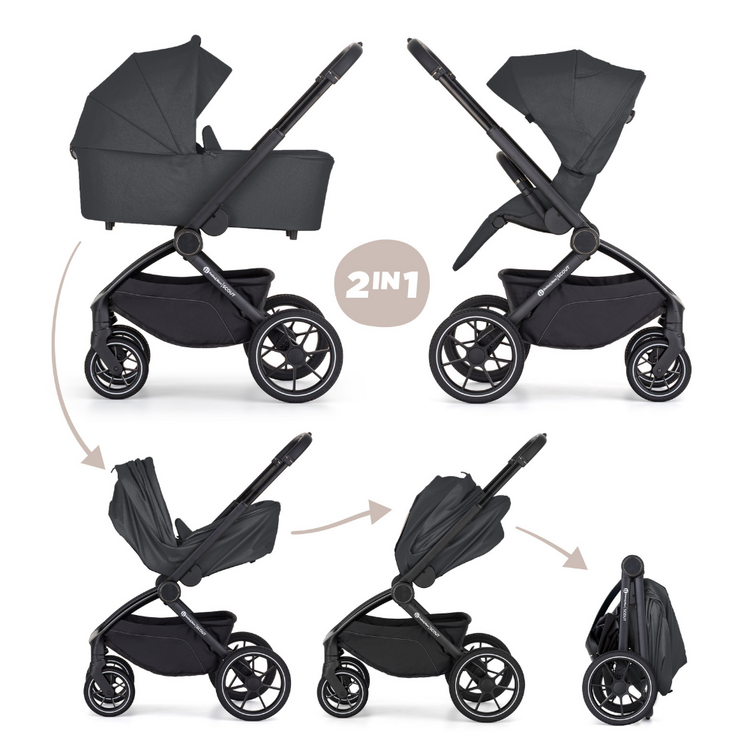 PETITE&MARS Kočárek kombinovaný SCOUT 2v1 Anthracite Moon Petite&Mars