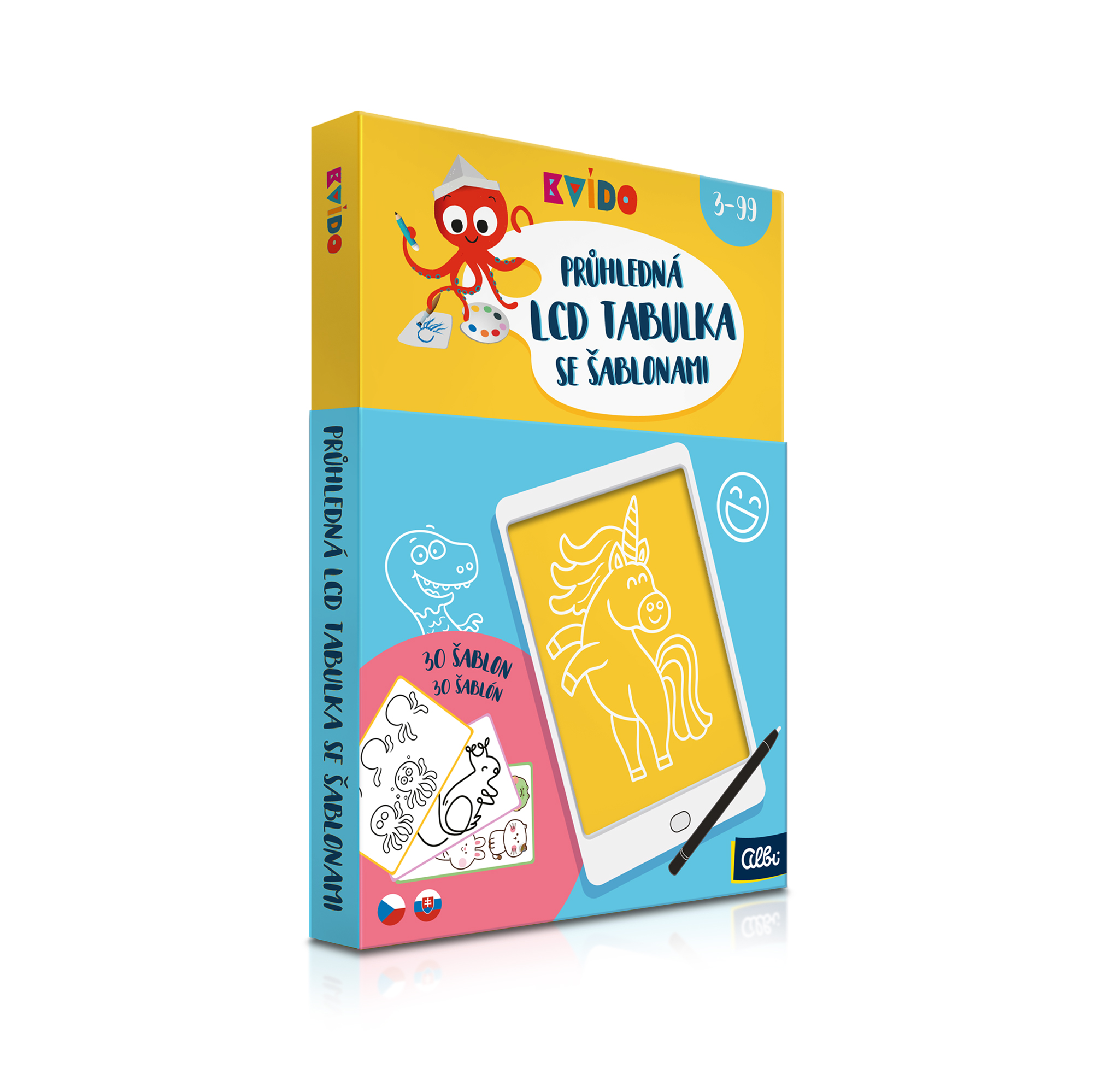 Průhledná LCD tabulka se 30 šablonami - Kvído Albi Albi