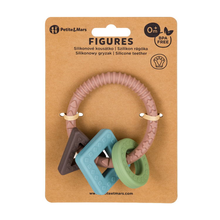 PETITE&MARS Kousátko silikonové Figures Velvet Latte 0m+ Petite&Mars