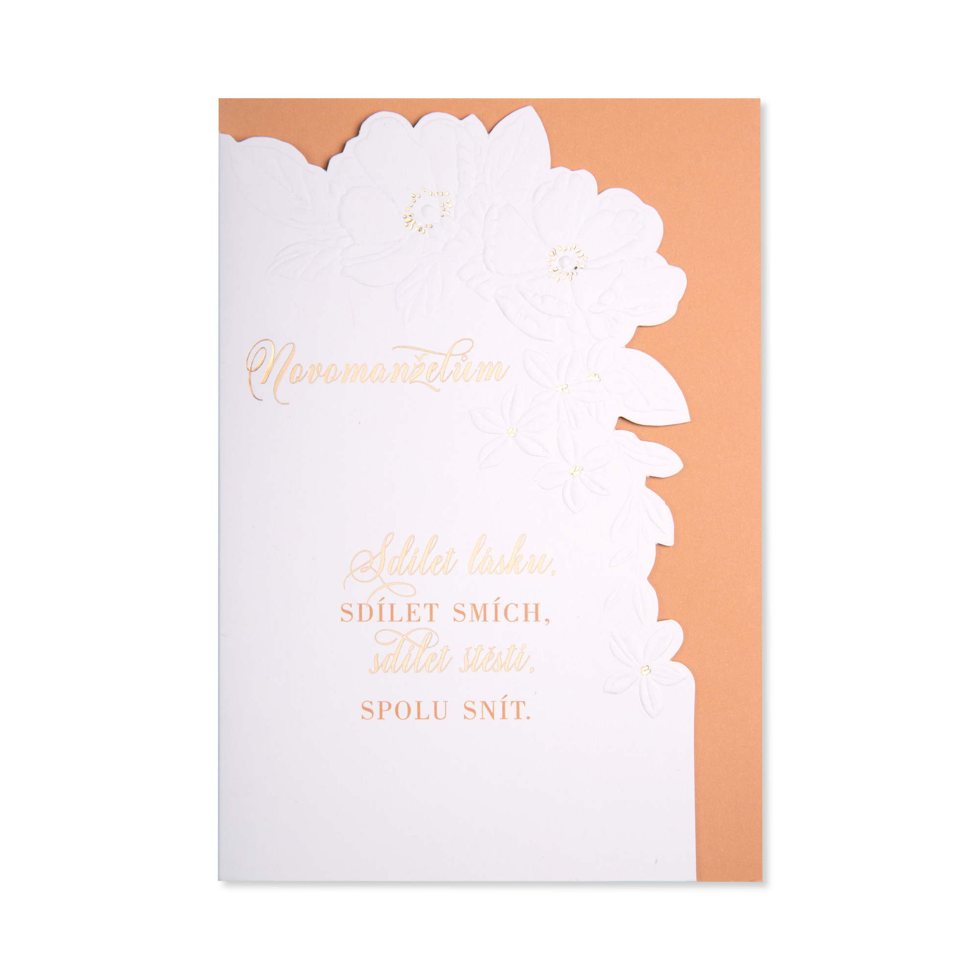 Svatební přání - Bílé květy s reliéfní ražbou Albi Albi