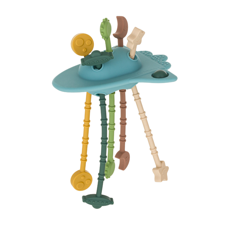 PETITE&MARS Hračka silikonová senzorická Crazy rocket Frosted Sky 10m+ Petite&Mars