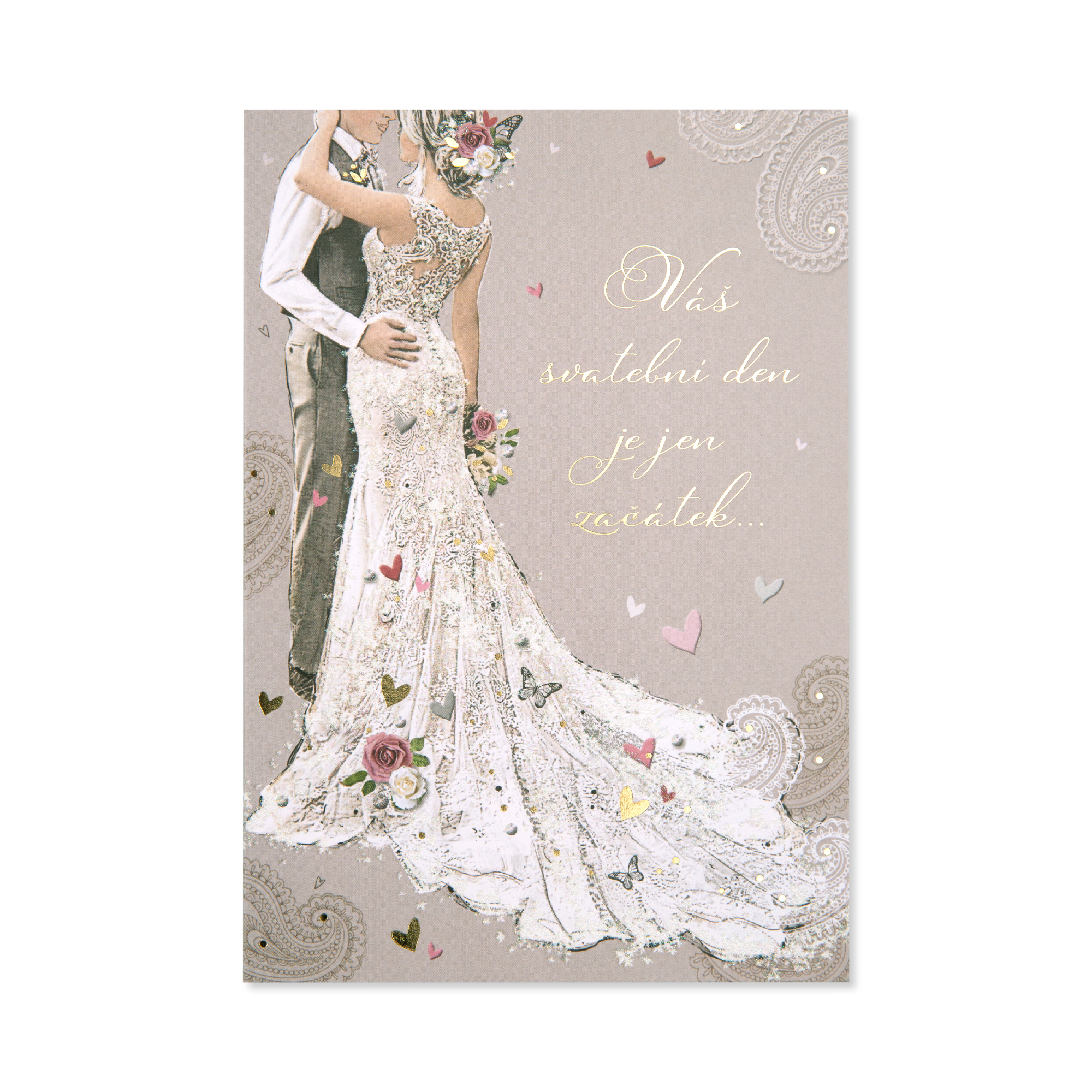 Svatební přání - Ženich a nevěsta s krajkovými šaty Albi Albi