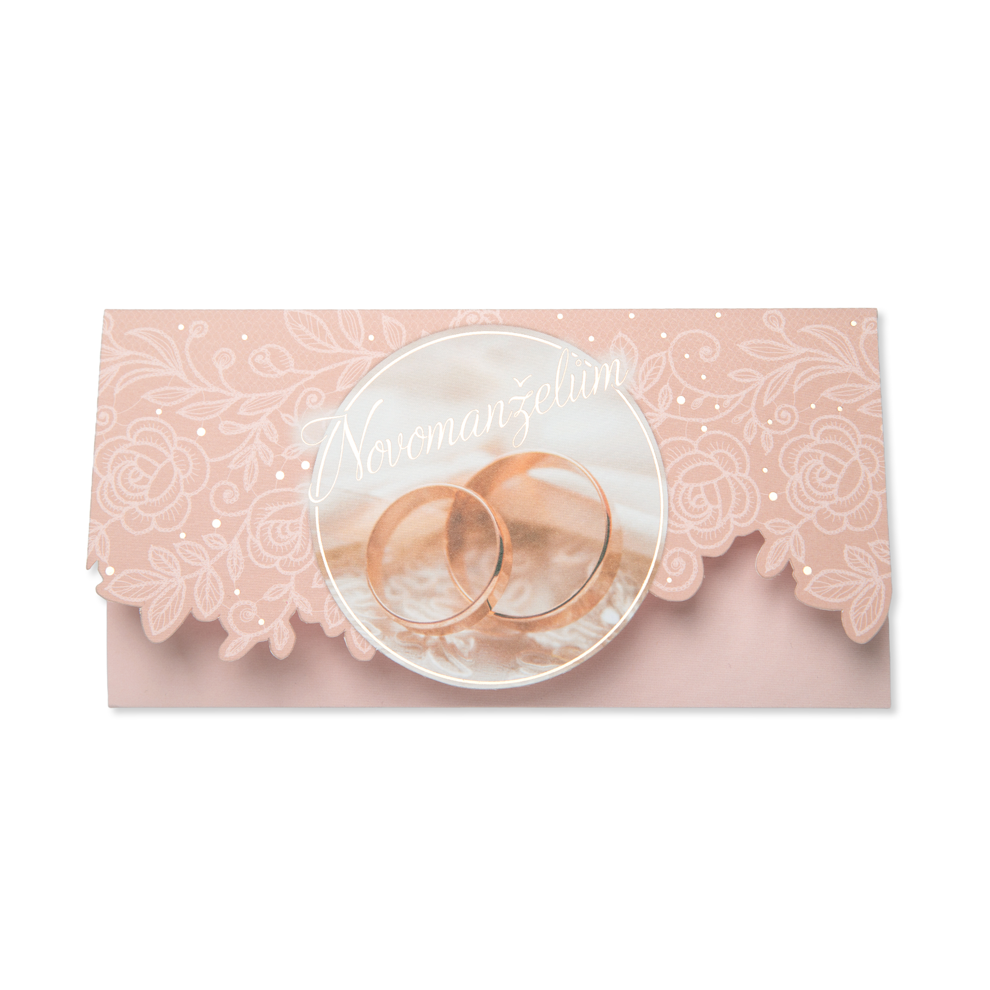 Svatební obálka na peníze - Růžové prstýnky Albi Albi