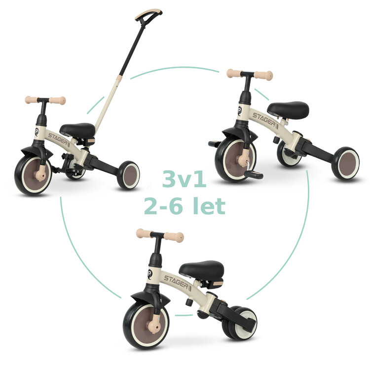 QPLAY Tříkolka Stager 3v1 Brown
