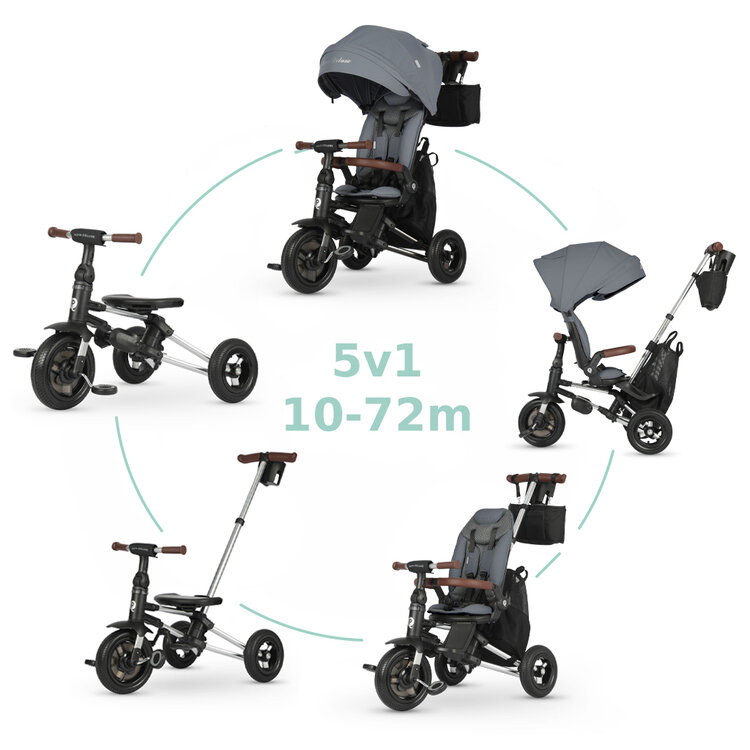 QPLAY Tříkolka Nova Deluxe 5v1 Grey