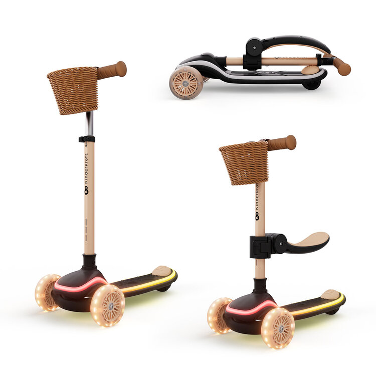 KINDERKRAFT Koloběžka a odrážedlo 2v1 Raket Up Beige Kinderkraft