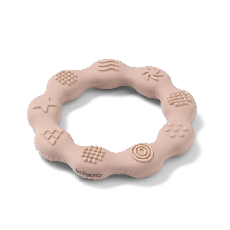 BABYONO Kousátko silikonové Kroužek Beige BabyOno