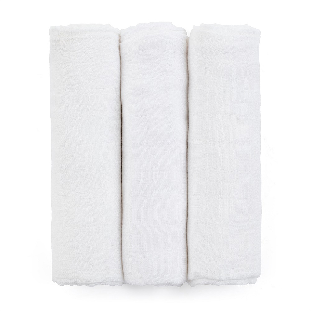 PETITE&MARS Sada plen bambusová mušelínová 3ks Moussy Total White