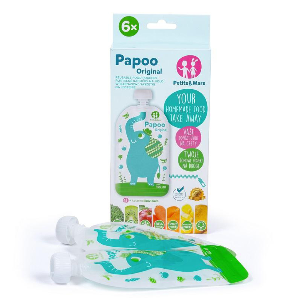 PETITE&MARS Kapsička na jídlo Papoo Slon - 6 ks Petite&Mars